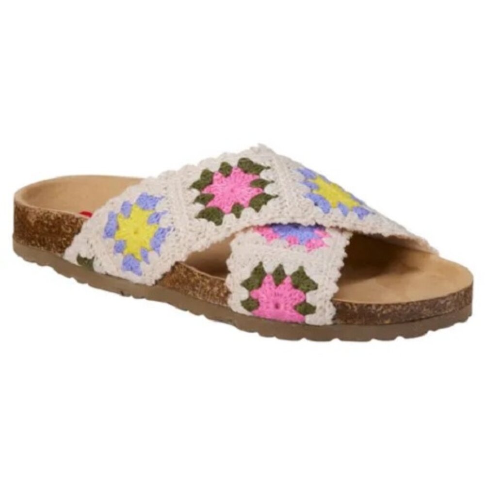 Crochet Crossband Slide Sandal - Multi Color